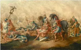  ??  ?? La muerte de Lucio Emilio Paulo en Cannae, cuadro de John Trumbull. El general romano fue una de las muchas víctimas de su ejército a manos de los cartagines­es.