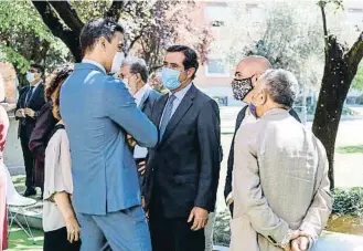  ?? DANI DUCH ?? Pedro Sánchez con Antonio Garamendi, Unai Sordo y José María Álvarez