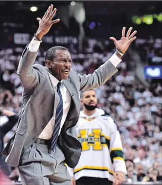  ?? CANADIAN PRESS FILE PHOTO ?? Raptors head coach Dwane Casey reacts against the Washington Wizards in Toronto on Saturday.