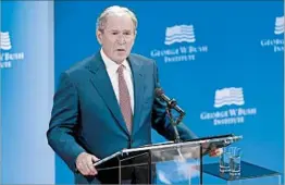  ?? SETH WENIG/AP ?? Former President George W. Bush speaks at a forum Thursday in New York.