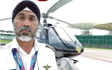  ?? PIC BY ADRIAN DAVID ?? Caption Bagawan Singh has seen it all in his four decades asa helicopter pilot, clocking tens of thousands of flight hours.