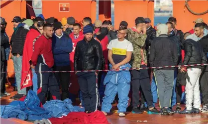  ??  ?? Migrants arriving at Cartagena port, Murcia, southeaste­rn Spain on 5 December after being rescued while at sea. Photograph: Marcial Guillen/EPA