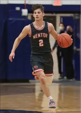  ?? TIM PHILLIS — FOR THE NEWS-HERALD ?? Mentor’s Luke Chicone scored 30 points and had 10 assists in the Cardinals’ win against Euclid on Feb. 17.