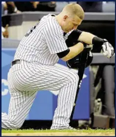  ?? GETTY ?? Todd Frazier is moved by sight of his foul ball hitting young fan in face on Wednesday, but a phone call to girl’s father — who says she’s ‘OK’ — makes Yank feel better.