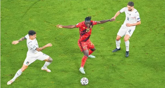  ?? Photo / Getty Images ?? Jeremy Doku and his Belgian teammates were unable to hold Italy at bay in their Euros quarter-final yesterday.