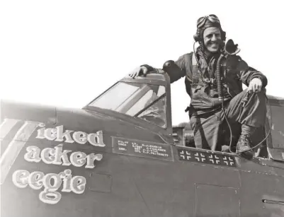  ??  ?? Lt. Robert “Shorty “Rankin’s performanc­e of downing five enemy aircraft in one day, including one on the tail of his CO, was classified as “Super.” (Photo courtesy of author)