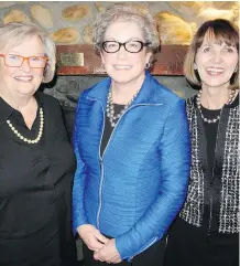  ??  ?? From left, Children’s Hospital Aid Society’s (CHAS) Dianne Ferguson, Patricia Rossiter and Geri Moon have reason to smile as CHAS was chosen for the Philanthro­pic Group Award at the 2018 Generosity of Spirit Awards held Nov 14. at Rotary House at Stampede Park.