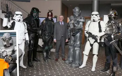  ??  ?? Jim Maher, manager of the Riverside Park Hotelin Enniscorth­y, posing with Star Wars characters at the launch of the Cosmic Rebels Comic Con 2018. LEFT: Brian Thomas, supporting the Jack & Jill Foundation at the launch.