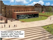  ?? ?? Huddersfie­ld’s ‘Culture Quarter’, with ‘Town Park’ replacing the Piazza