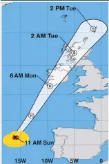  ??  ?? How and when Ophelia will track over the country