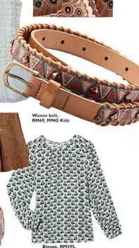  ??  ?? Skirt, RM129.90, Zara Kids Woven belt, RM69, MNG Kids