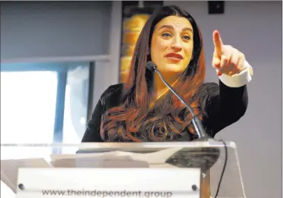  ?? Kirsty Wiggleswor­th The Associated Press ?? Luciana Berger speaks Monday at a news conference to announce a new political party, the Independen­t Group, in London.