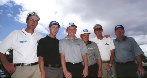  ??  ?? A TOUR ROOKIE IN 1999 WITH FELLOW PROS CRAIG SPENCE, STEPHEN ALLAN, PETER O’MALLEY, STEPHEN LEANEY AND BRAD HUGHES.