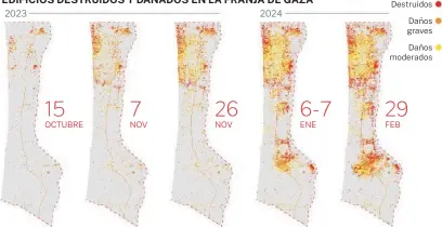  ?? ?? EDIFICIOS DESTRUIDOS Y DAÑADOS EN LA FRANJA DE GAZA