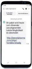  ?? FOTO: DPA/SCREENSHOT; MONTAGE: RP ?? Vorsicht ist geboten vor SMS wie diesen.