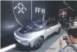  ?? — Reuters ?? A Faraday Future FF 91 electric car is displayed during an unveiling event in Las Vegas.