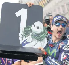  ?? EPA ?? Jorge Lorenzo celebrates winning the French MotoGP.