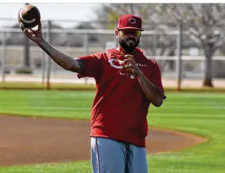  ?? PHOTO COURTESY OF CINCINNATI REDS ?? Power-hitting second baseman Mike Moustakas hopes for more production after batting .230 with eight home runs and 27 RBIs in shortened 2020, his first season with the Reds.