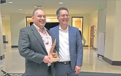  ?? PHOTO PROVIDED BY THE YUROK TRIBE ?? On Monday, Yurok Education Director Jim McQuillen (left) was appointed to the state Board of Education.