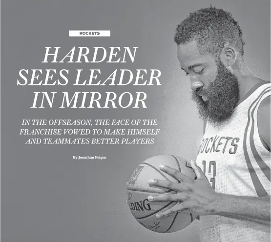  ?? Marie D. De Jesus / Houston Chronicle ?? Rockets guard James Harden talked with longtime idol Kobe Bryant for advice on how to pursue the ultimate goal for any player — an NBA championsh­ip.