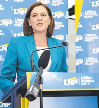  ??  ?? LNP leader Deb Frecklingt­on. Suggestion­s the LNP should split have been rejected.