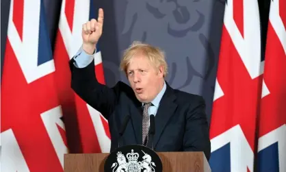  ??  ?? Boris Johnson holds a news conference in Downing Street on the outcome of the Brexit negotiatio­ns, on Christmas Eve. Photograph: Reuters