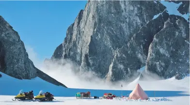  ?? AP FILE PHOTO ?? GOING, GOING: In this 2011 photo, a field camp is set up on Alexander Island off the Antarctic Peninsula. In a study released yesterday, an internatio­nal team of ice experts said the melting of Antarctica is accelerati­ng at an alarming rate