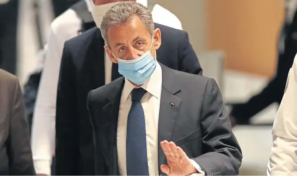  ??  ?? DISGRACED: Nicolas Sarkozy, who was president from 2007 to 2012, was sentenced to one year in prison and a two-year suspended sentence.