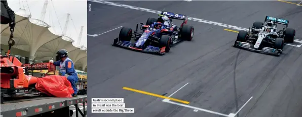  ??  ?? Gasly’s second place in Brazil was the best result outside the Big Three