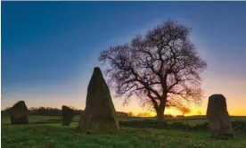  ?? Peak District Pictures/Alamy ?? Sunset at the Nine Stones Close stone circle in the Peak District. Photograph: Doug Blane/