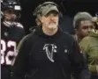  ?? JOHN AMIS - THE ASSOCIATED PRESS ?? Atlanta Falcons head coach Dan Quinn watches play against the Dallas Cowboys during the second half of an NFL football game, Sunday, Nov. 18, 2018, in Atlanta.