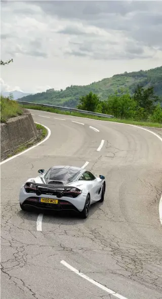  ??  ?? Left, from top: few supercars are as undemandin­g at regular road speeds; locals give the interloper the thumbs-up; 720S couldn’t be anything other than a Mclaren. Right: exploring the Ferrari test routes