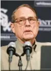  ?? JOHN J. KIM/CHICAGO TRIBUNE WHITE SOX ?? Jerry Reinsdorf addresses reporters at a press conference on Aug. 31.