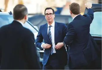  ?? Reuters ?? US Secretary of Treasury Steven Mnuchin discussed a road map for the next stage of trade talks with China yesterday during a telephone call with Chinese Vice-Premier Liu He.