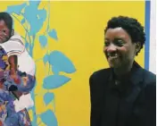  ?? ?? Going places ... Zimbabwean artists Portia Zvavahera (left) and one of her paintings (below her photo) and Kudzanai-Violet Hwami, also with one of her paintings.