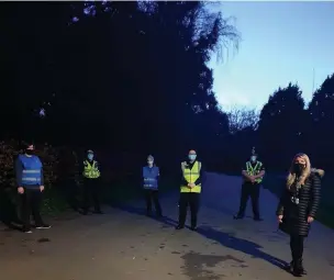  ??  ?? Community safety officers, special constables, volunteers and university staff out on patrol in Singleton Park, as well as Brynmill and the university campus areas, following a series of incidents in the city.