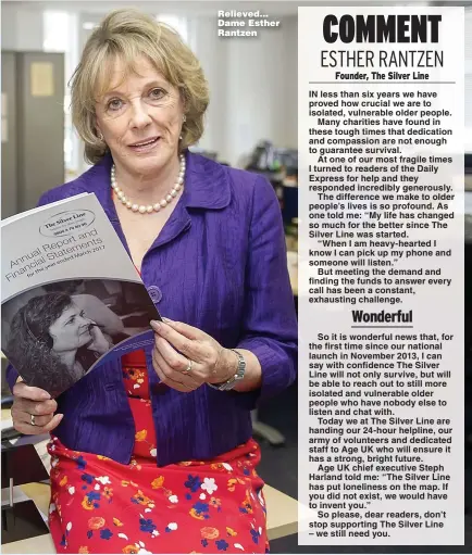  ??  ?? Relieved… Dame Esther Rantzen