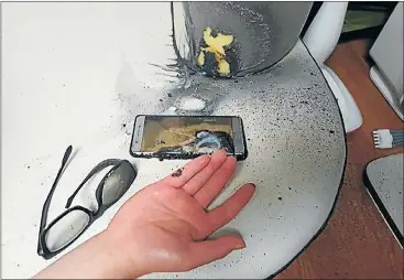  ?? Picture: AFP ?? TROUBLESOM­E TIMES: This file handout photo taken and released by Gwangju Bukbu Police Station on September 13 shows a blown-up Samsung Galaxy Note7 smartphone in Gwangju, south of Seoul. The global recall is expected to cost the company about $3bn.