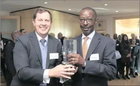  ?? PHOTO: SUPPLIED ?? Chris Sturgess, director, Commoditie­s and Key Clients at the JSE, and AEP chief executive Edwin Kikonyogo.