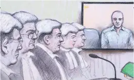  ??  ?? The judges, with Sgt Blackman appearing by video-link from jail