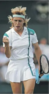  ?? ?? Martina Navratilov­a during her women’s singles final match against Steffi Graf at Wimbledon on 3 July 1988 at the All England Lawn Tennis and Croquet Club in London, England. Photo: Bob Martin/getty Images