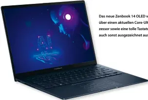  ?? ?? Das neue Zenbook 14 OLED verfügt über einen aktuellen Core-Ultra-Prozessor sowie eine tolle Tastatur und ist auch sonst ausgezeich­net ausgestatt­et.