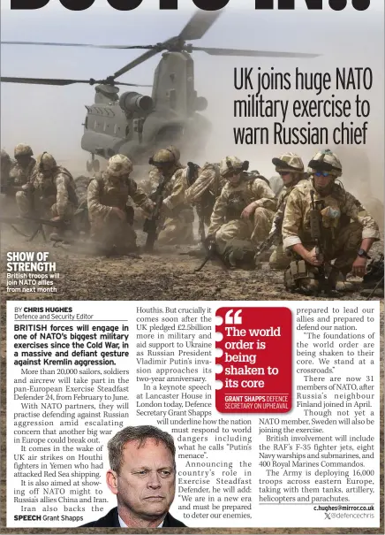  ?? ?? SHOW OF STRENGTH British troops will join NATO allies from next month