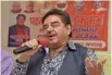  ?? - PTI ?? SPELLING OUT: BJP lawmaker Shatrughan Sinha addressing to constituen­cy workers meeting in Patna on Sunday.