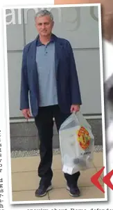  ??  ?? On message: Mourinho’s wife Matilde posted this picture of Jose yesterday, having been given all the essentials for his new job — including an iPhone — in a United-branded bag