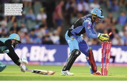  ??  ?? Usman Khawaja (above) throws himself back into the BBL fray, while Alex Carey will keep Adelaide in the hunt on the new path to the final (right).