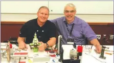  ??  ?? Karl (right) with fellow competitor Dan Elfring MDT, Master Dental Technician from Colorado, and USA Technician of the year 2015.