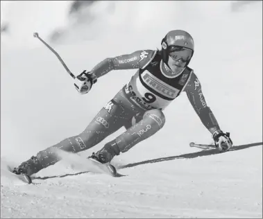  ?? REUTERS ?? Italy's Federica Brignone in action during the women's Super-G competitio­n at the FIS Alpine Ski World Championsh­ips in Cortina d'Ampezzo, Italy on Feb 11.