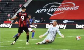  ??  ?? Dominic Solanke’s second goal sealed a 4-1 win for Bournemout­h, who were a goal down with 66 minutes gone. Photograph: Getty Images