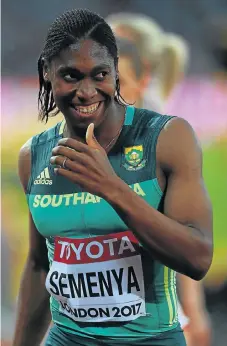  ?? /Getty Images ?? Homeground advantage: Caster Semenya will attempt to break the 35-year-old SA record for the 1,000m. Standing in her way will be two determined Ugandans.